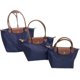 thumbnail image 5 of Bolso de mano con forma de bola de masa de nailon para mujer, bolso de mano de gran capacidad con asa de cuero, impermeable, plegable, de un solo hombro, 5 of 5