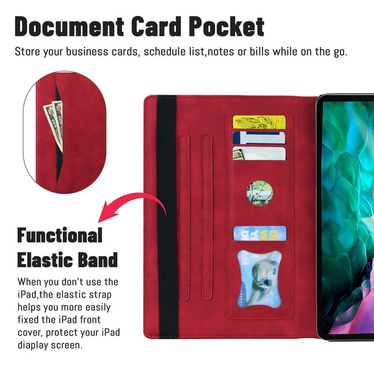 Dteck Case For IPad Air 13 Inch 2024/iPad Pro 12.9" 2022/2021/2020,Folio Stand PU Leather Cover With Hand Strap, Crossbody Strap Case W/Pen Holder Card Slots Envelope Pocket Wallet Case,Dark Coffee