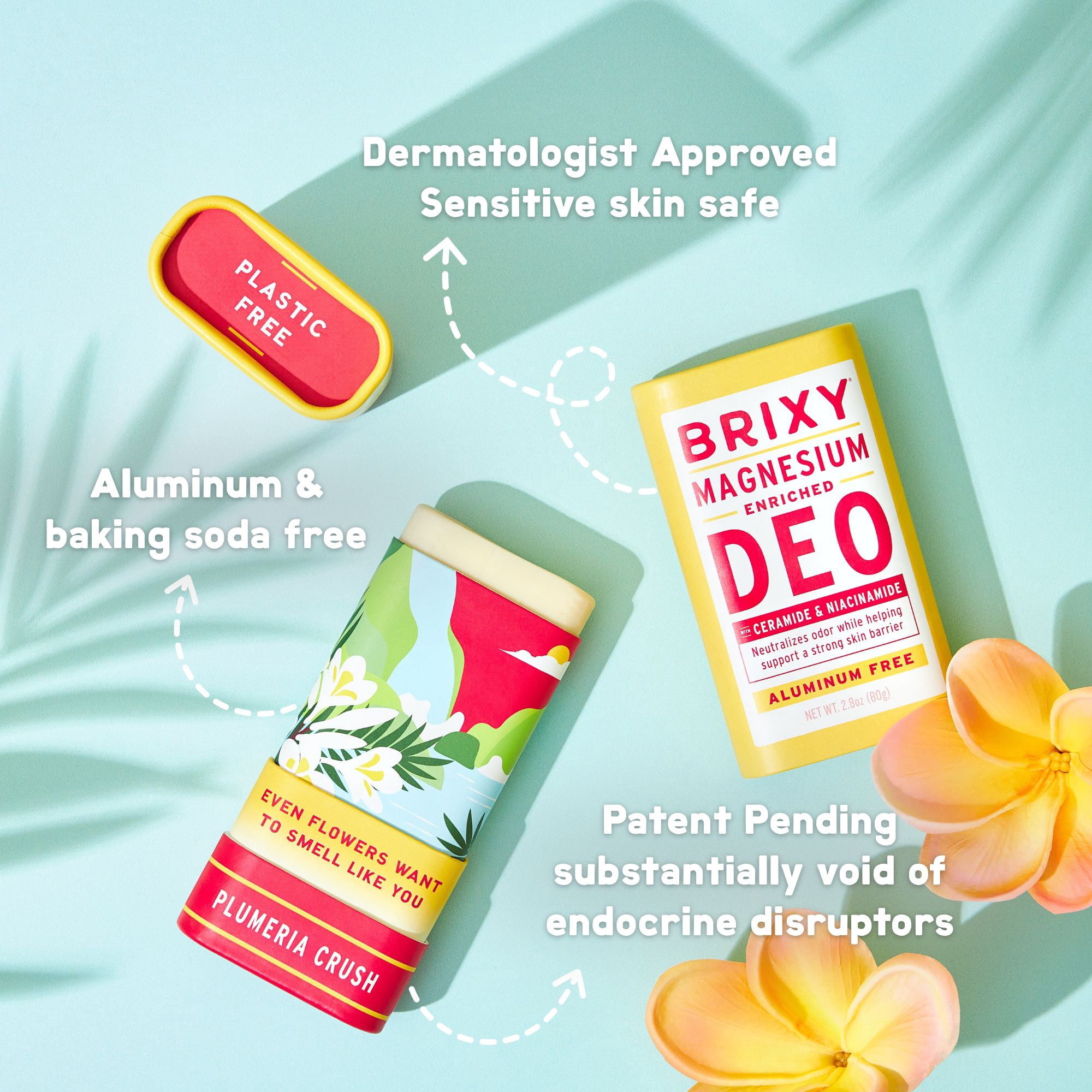 BRIXY Magnesium Deodorant, Odor Control With Ceramide & Niacinamide For Skin Health, Aluminum Free, Baking Soda Free, EWG VERIFIED, Sensitive Skin Deodorant, Vegan, Plastic Free, Light Scent (2 Pack)