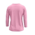 thumbnail image 5 of Wang6 Women 3/4 Sleeve Basic T Shirts Trendy Slim Fit Solid Tops Fall Crew Neck Going out Tees 0702LiPink XL, 5 of 5
