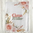 thumbnail image 1 of Flowers Throw Blanket, Pastel Colored Garden Blossoming with Peachy Peony Floral Print, Flannel Fleece Accent with Custom Name Photo Backdrop, 60" x 40", Salmon Blush and Sage Green, by Ambesonne, 1 of 4