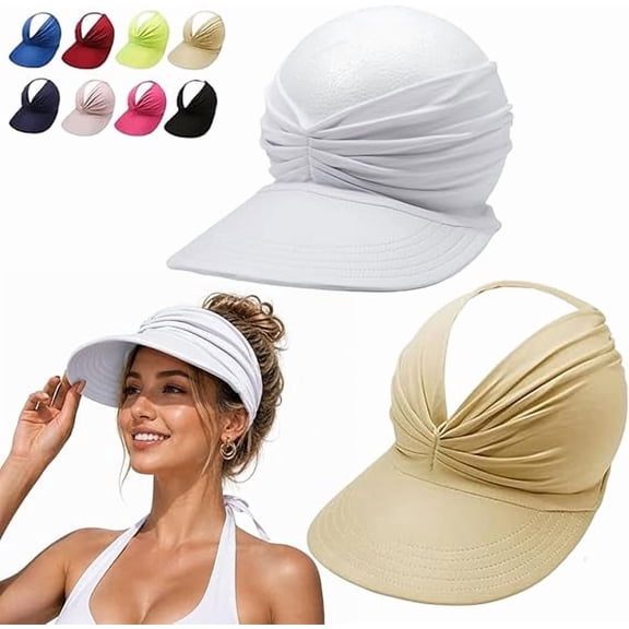 2026 New Women's UPF 50 UV Protection Sun Visor Ponytail Hat,Sun Hats for Women,Wide Brim Lightweight Foldable Ponytail Cap Beach Outdoor