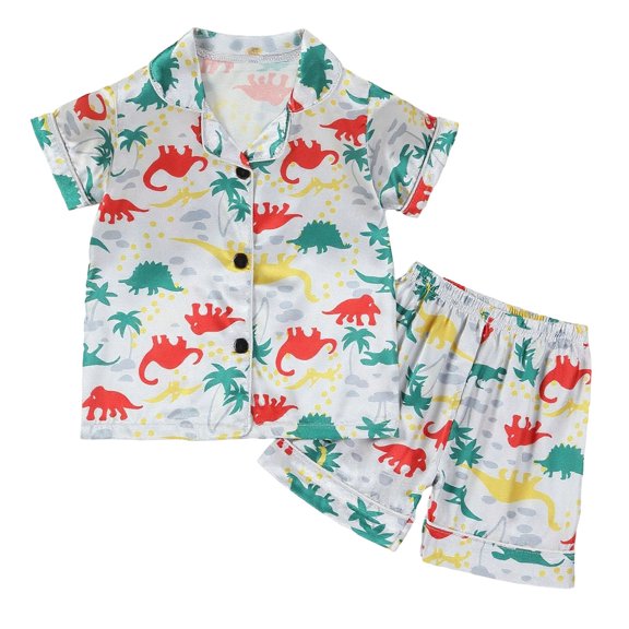 Boys Outfits Cartoon Print Lapel Short Sleeve Button Top And Shorts 2 Piece Loungewear Baby Boys' Clothing Sets Size 18-24 Months