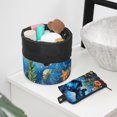 thumbnail image 6 of PhooArto Drawstring Cosmetic Bag, Barrel Shaped Portable Travel Makeup Bags, Galaxy Blue Butterfly Amidst Flowers Large Capacity Waterproof Multifunctional Bucket Toiletry Bag, 6 of 6