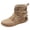 Beige, variant on Women's Fringe Suede Ankle Boots Wide Width Round Toe Low Heel Tassel Western Moccasin Booties Pull On Flats Dress Retro Boho Shoes Size 6-9