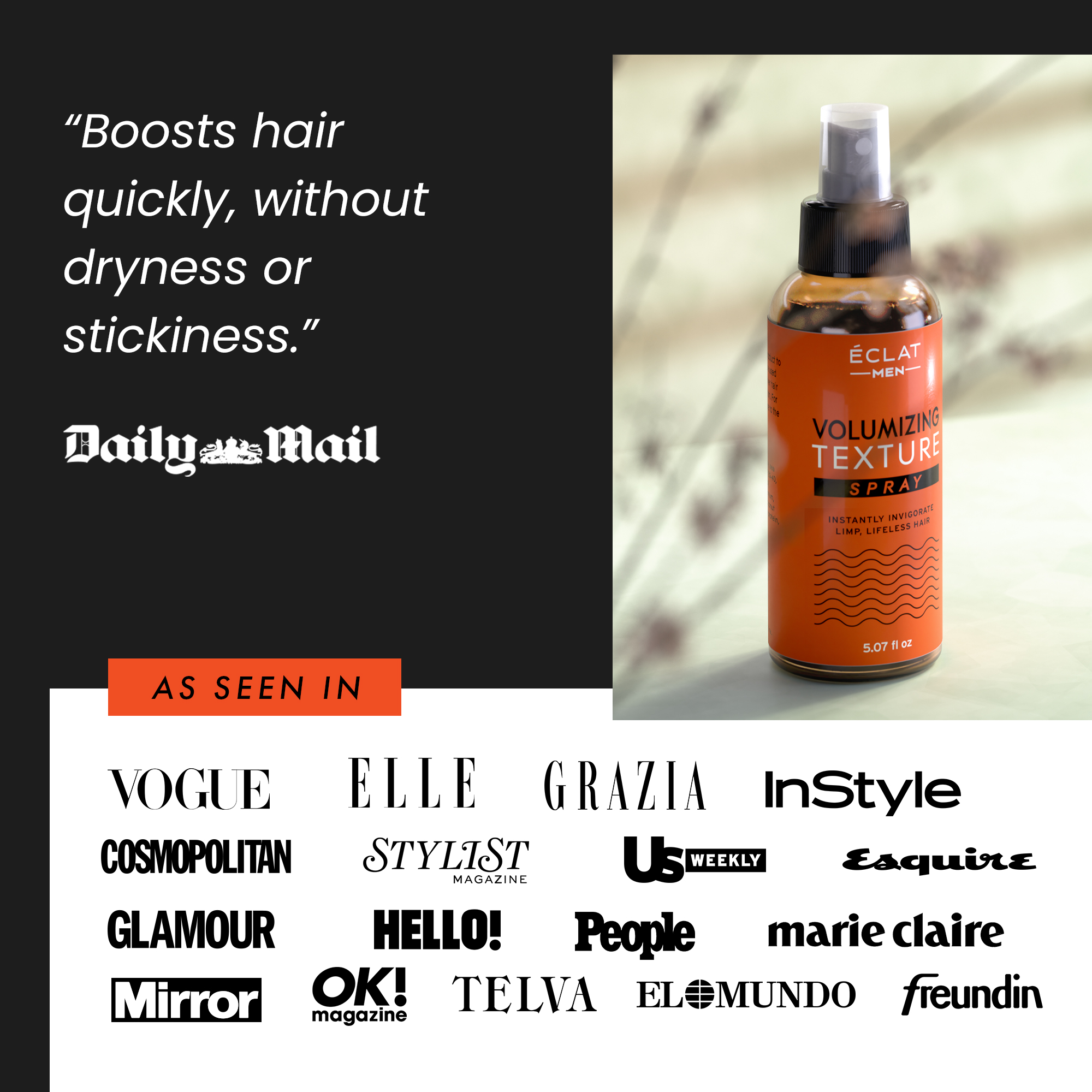 Buy Hair Texture Spray for Men With Sea Salt, Rice Protein & Amino