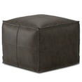 thumbnail image 3 of Simpli Home Sheffield Boho Square Pouf in Distressed Dark Brown Leather, 3 of 12