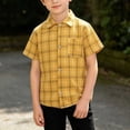 thumbnail image 4 of XuJwPNcy Little Boys Button Down Shirts Short Sleeve Comfy Plaid Tops Infant Collar T-Shirts Kids Summer Outfits with Pocket, 4 of 7