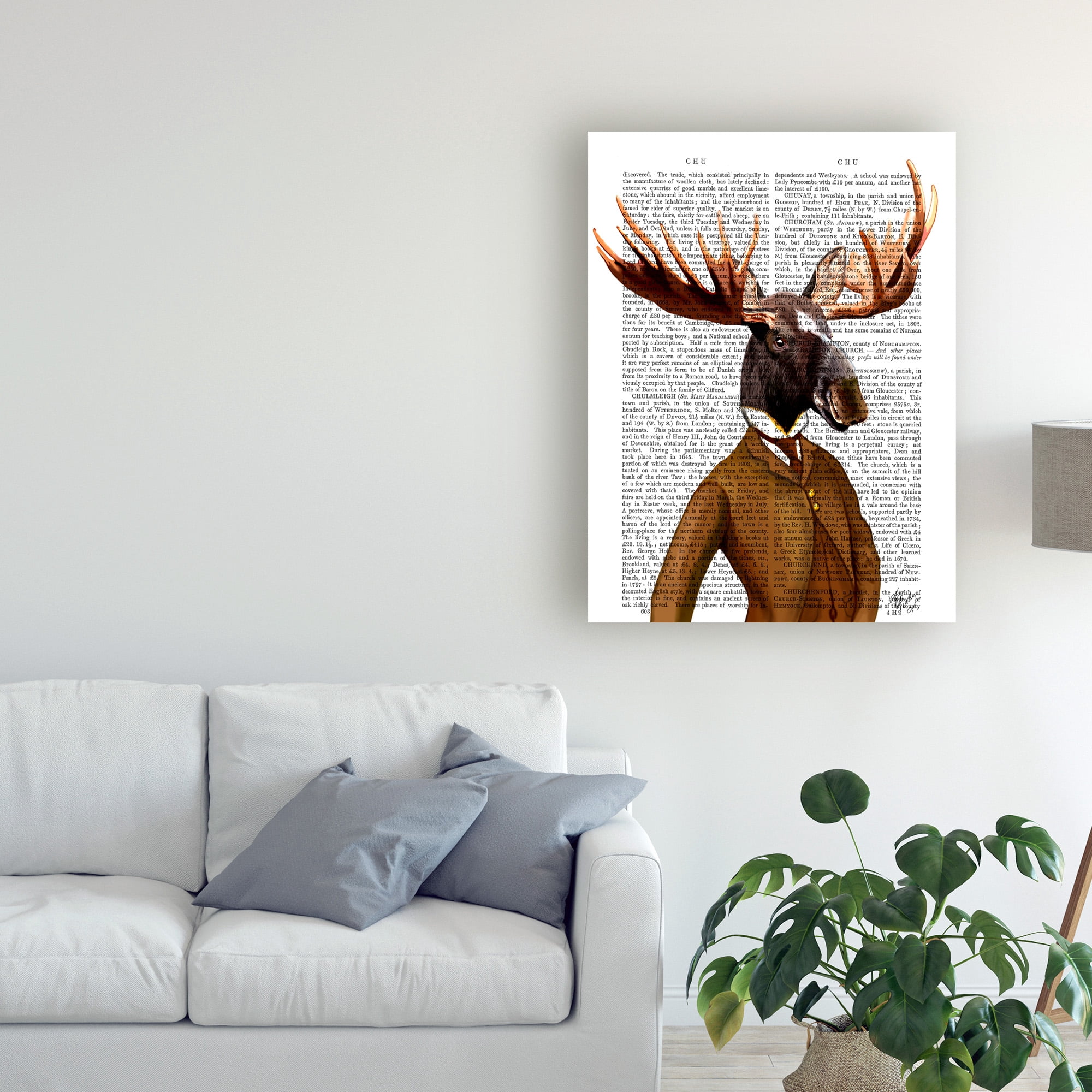 Trademark Fine Art 'Moose In Suit, Portrait Orange' Canvas Art by Fab Funky