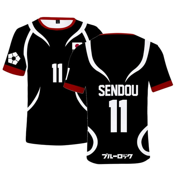 Blue Lock Yoichi Isagi Team Uniform Sports Suit Shorts T-shirt Anime Sports Shirt Merch Unisex Sportswear Black