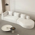 thumbnail image 5 of 123" Oversized Sectional Sofa for Living Room, Modern Luxury Plush Corduroy 4-Seater Curved Cloud Couch with 27.2" Extra Deep & Wide Seat and 3 Throw Pillows, No Assembly Needed, White, 5 of 9