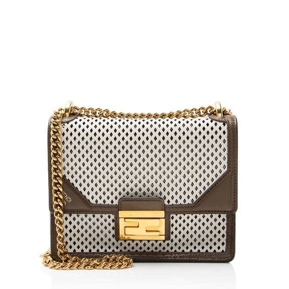 Pre-Owned Fendi Perforated Leather Kan U Small Shoulder Bag