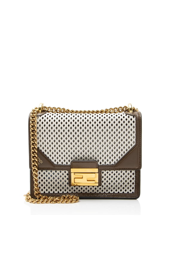 Pre-Owned Fendi Perforated Leather Kan U Small Shoulder Bag