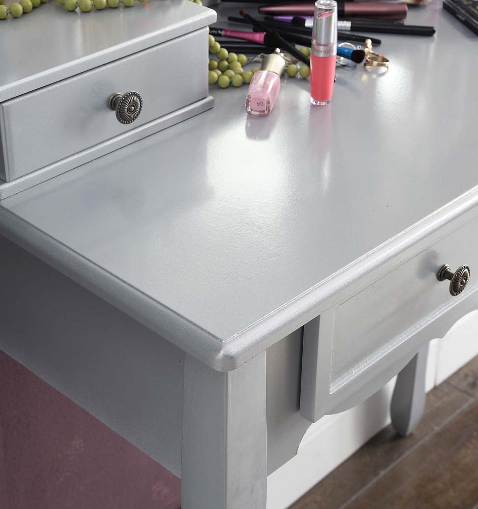 Roundhill Furniture Sanlo Make Up Vanity Table and Stool Set