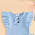 thumbnail image 6 of kpoplk Baby Clothes Girl Toddler Summer Outfits Infant Casual Sleeveless Halter Ruffle Tank Cute Short Set Baby Clothing Size 3-6 Months,Blue, 6 of 6