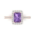 thumbnail image 2 of 1.86ct emerald cut alexandrite 14k rose gold halo Bridal Wedding Engagement Promise Anniversary Ring for Women size 9.75, 2 of 7