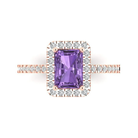Clara Pucci 14K Rose Gold 1.86ct Alexandrite Halo Ring for Women