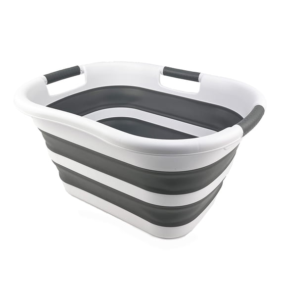 SAMMART 30L (7.9 gallons) Collapsible Plastic Laundry Basket/Washing Tub - Foldable Storage Container/Organizer - Portable Laundry Hamper - Easy Storage Pop Up saving