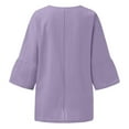 thumbnail image 5 of YYDGH Cotton Linen Tops for Women Oversized Half Sleeve V Neck Blouses Summer Basic Solid Color Tunic Tops Linen Shirts Purple 4XL, 5 of 5