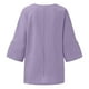 thumbnail image 5 of ICHUANYI Clearance Women's Fashion Summer V Neck Leisure Three-quarter Sleeve Solid Tops(Purple, L) ICHUANYI WER2023080708032, 5 of 5
