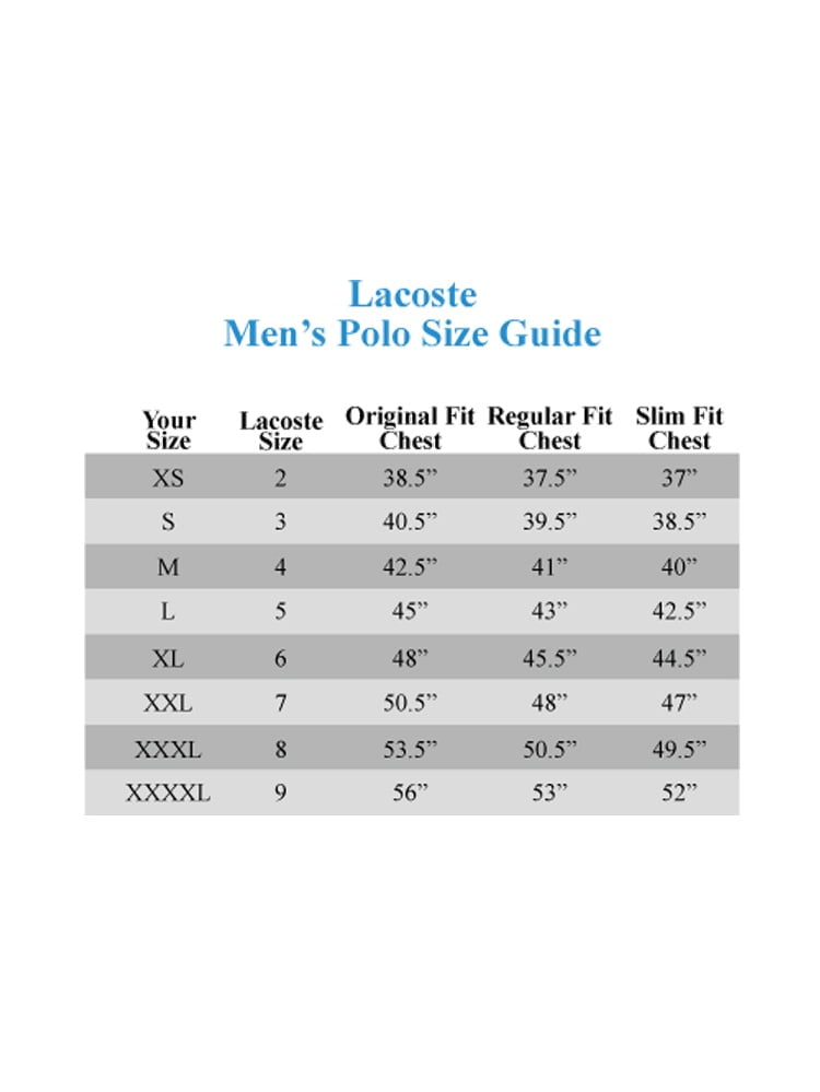 lacoste hoodie size guide