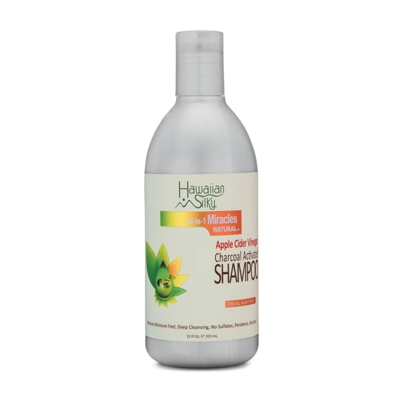 Hawaiian Silky Champú hawaiano sedoso 14 en 1 milagros activado con carbón 12 onzas líquidas Blanco 12 onzas líquidas