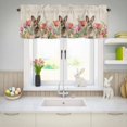 thumbnail image 5 of Valances for Windows Vintage Easter Rabbits Rod Pocket Short Curtain for Bathroom Living Room Bedroom Red Pink Tulips on Linen 1 Panel 42x12in, 5 of 9