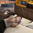 thumbnail image 6 of ANPOO Farmhouse King Size Bed Frame with 51" Tall Headboard & 4 Drawers, King Bed Frame and Headboard with LED Lights & Charging Ports, No Box Spring Needed, Wooden, Rustic Brown, 6 of 12