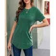 thumbnail image 3 of SWQZVT Women's Tops Short Sleeve Casual Tunic tee Trendy Plus Size Blouse Loose Tops Solid Green Shirts Tees Size XXL, 3 of 6