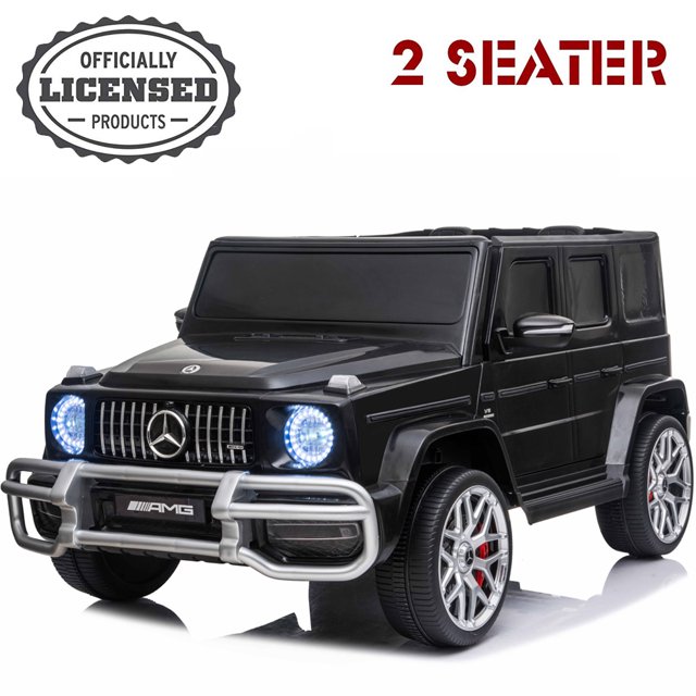 VOLTZ TOYS 24V 2-Seater 4WD Ride on Car for Kids, Mercedes-Benz AMG G63 with Remote, LED Lighting, Leather Seats, EVA Tires ans MP3 with Bluetooth, Licensed Model (Black)