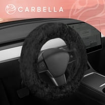 BDK Fantastic Fleece - Faux Sheepskin Wool Steering Wheel Cover for Car Truck SUV Van Auto - Ultra Comfort for Your Hands - Standard Size 14-15.5" (Black)