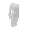 thumbnail image 3 of Seyurigaoka Women's Sexy Ruched Bodycon Dress, Plus Sized Deep V-Neck Long Sleeve Cocktail Dress, 3 of 5