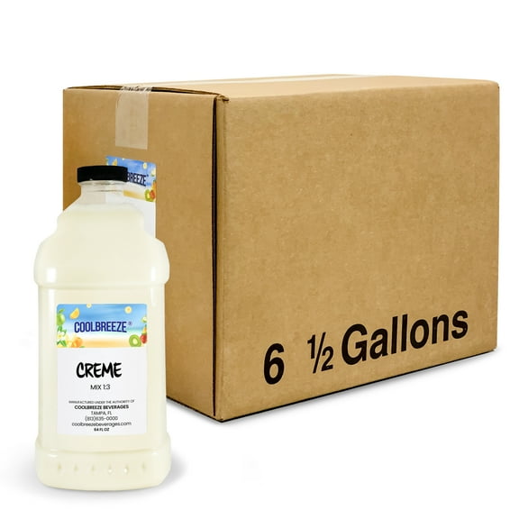 Coolbreeze® Beverages Frozen Drink Machine Mix, Premium Slush Syrup - One Case (Six 1/2 Gal Bottles) - Creme