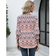thumbnail image 4 of Blusa LOMON con estampado floral y manga 3/4 con cuello en V para mujer, naranja XL, 4 of 6