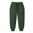 thumbnail image 4 of felwors Capris Pants for Women Stretchy Elastic Waist Pocket Shorts Quick Dry Lightweight Casual Athletic Lounge Trousers (Dark Green, S), 4 of 7