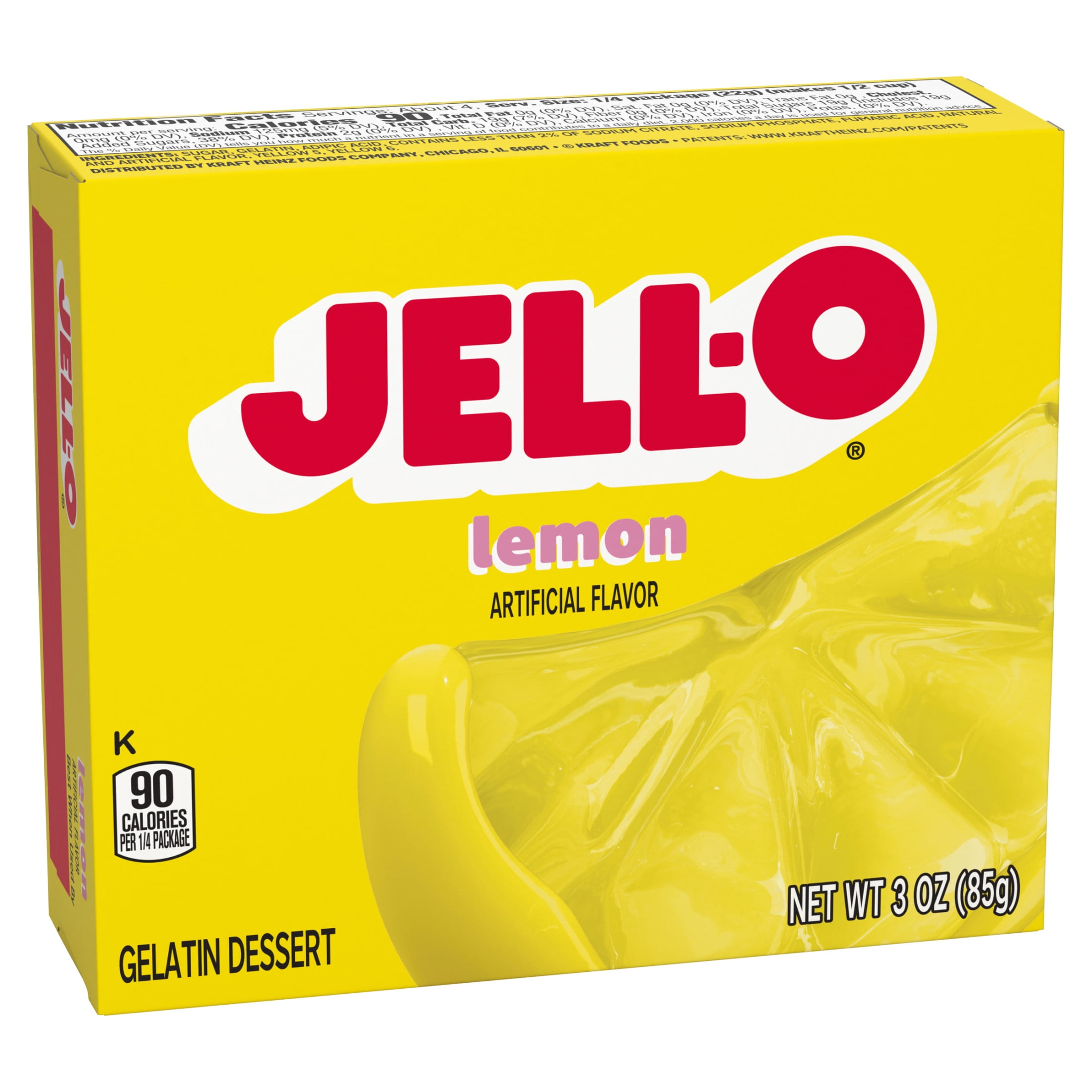 Jell-O Lemon Gelatin Dessert Mix, 3 oz Box