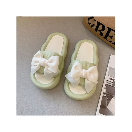 

Colisha Women Soft Sandal Non-slip Slide Sandals Summer Beach Bath Slippers Indoor Outdoor Open Toe Casual Shoes Waterproof Footbeds Green 7-7.5
