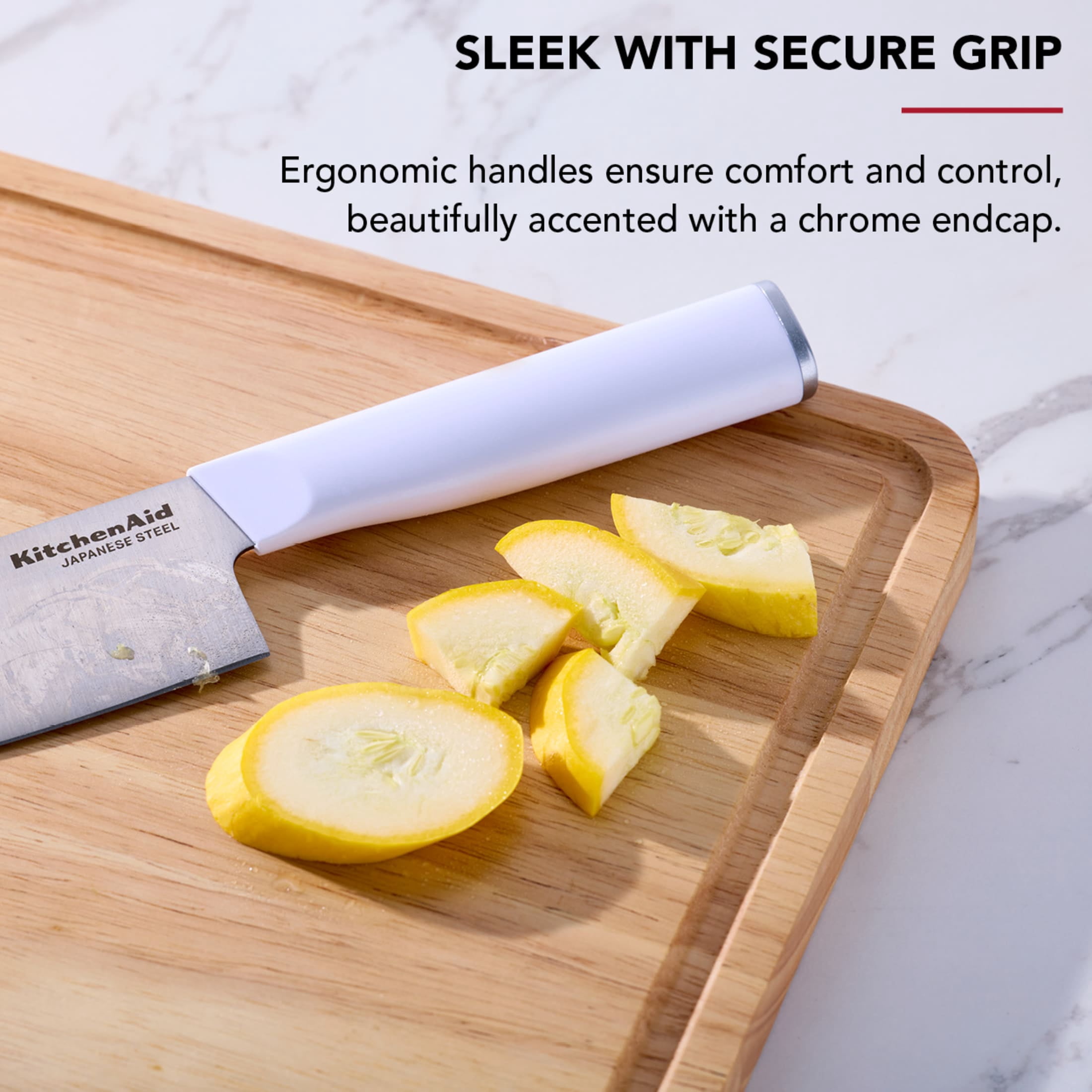 KitchenAid 14 Piece Knife Block Set with Built in Sharpener, White