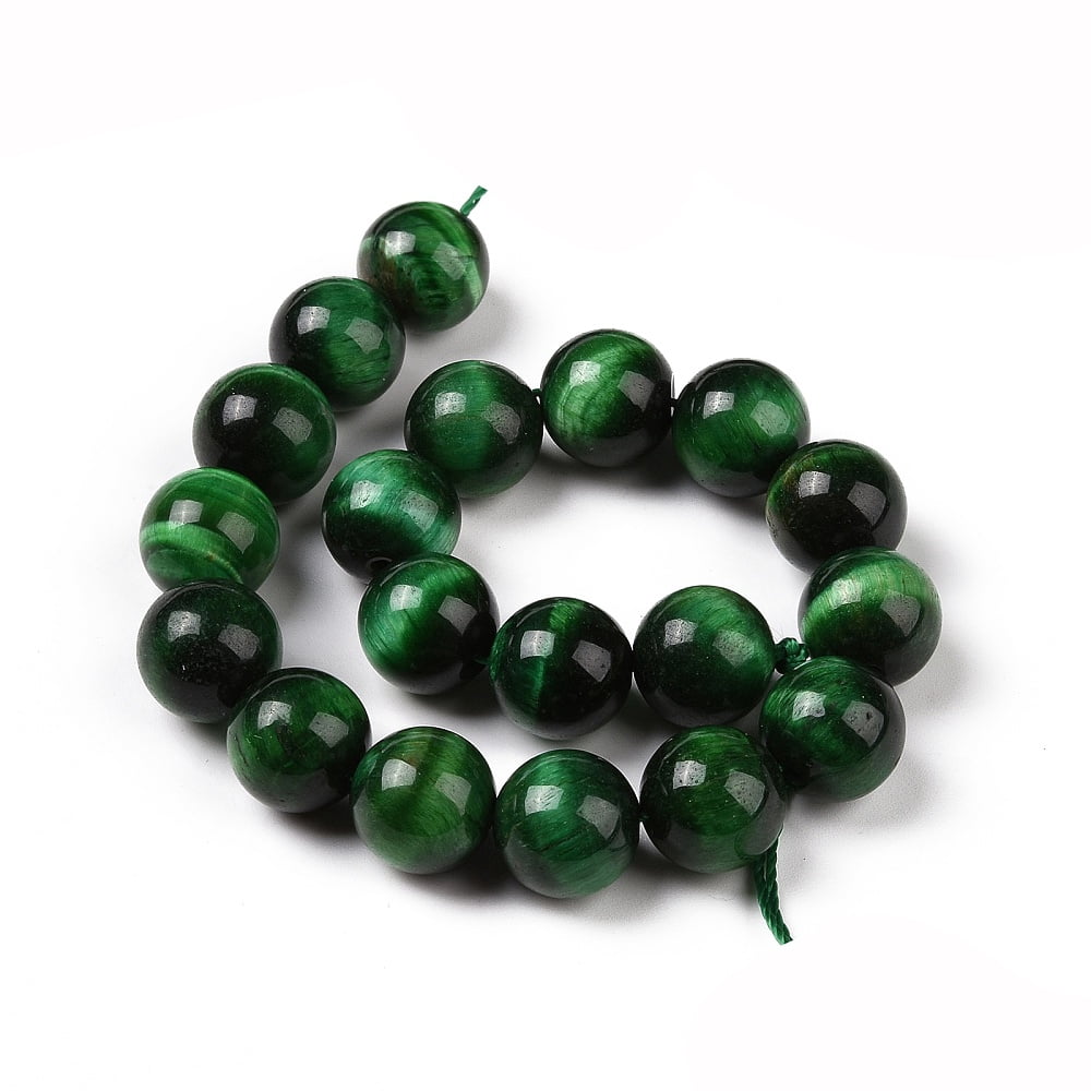 5 strand Natural Green Tiger Eye Beads Strands Dyed Heated Round Green 10mm