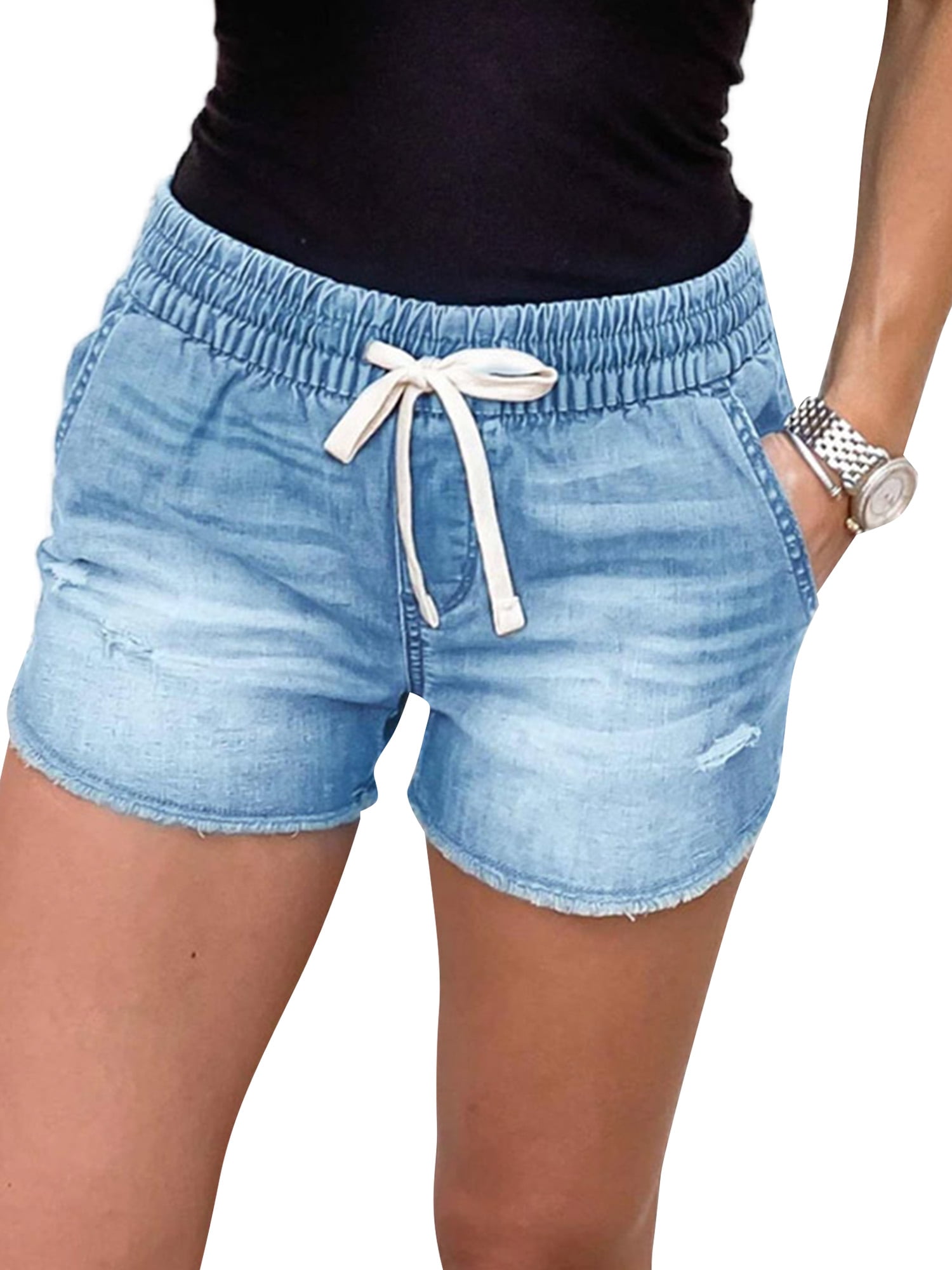 Women Short Pants,Teen Girls Casual Ripped Jeans Pants Ladies Beach Shorts Denim Shorts Solid Summer Walking Shorts 