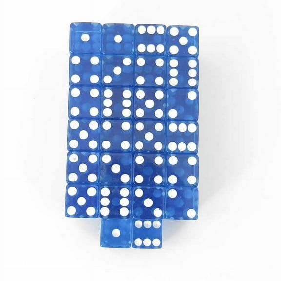 Blue Transparent Dice with White Pips Square Corners D6 12mm (1/2in) Pack of 50 Wondertrail