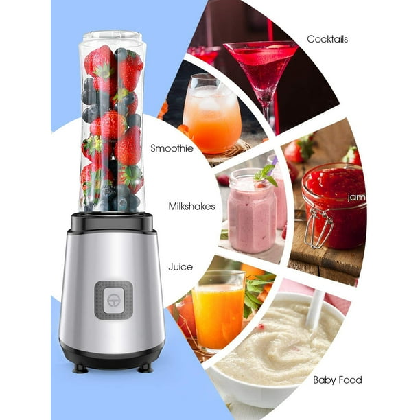 Licuadora para batidos y licuados 400W Juice Maker con 2 botellas de viaje Tritan Mini licuadora portatil Homgeek Licuadora Bodega Aurrera en linea