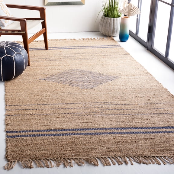Safavieh Natural Fiber Gisselle Striped Area Rug, Navy/Natural, 7' x 7' Square