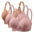 thumbnail image 1 of Timegard 3pc Wireless Bras for Women Plus Size Adjustable Strap Ruched Full Coverage Comfy Tshirts Bra, 1 of 6