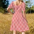 thumbnail image 4 of Checkerboard Mini Check Pattern in Double Blush Pink Sleeveless Dress Woman dresses women formal occasion dresses, 4 of 7