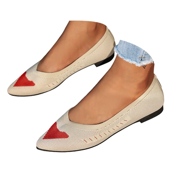 Womens Flats Shoes Heart Mesh Pointed Toe Ballet Dressy Walking Loafers Comfortable Slip on Wedding Flat