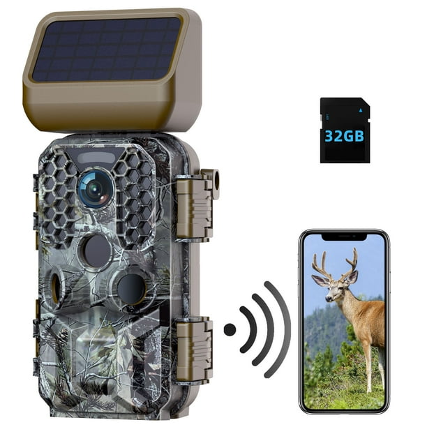 CAMPARK Solar Panels Trail Camera with SD Card Native 4K 30fps WiFi