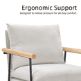 thumbnail image 5 of Lisonu Clearance Modern Accent Chair, Comfy Chair with Removable Cushion, Vanity Chair with Wood Armrests for Living Room, Bedroom, White, 5 of 11