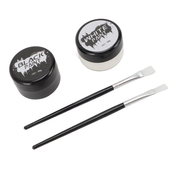 Black and White Face Paint, Easy To Apply Gentle Black Clown White Face Body Paint Slick for Festival