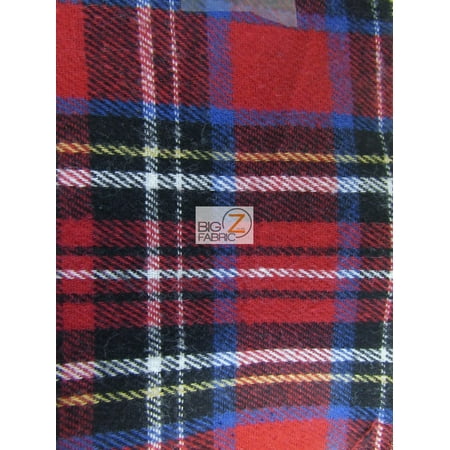 - Tartan Plaid Uniform Apparel Flannel Fabric / Red/Multi-Color / Sold By The Yard